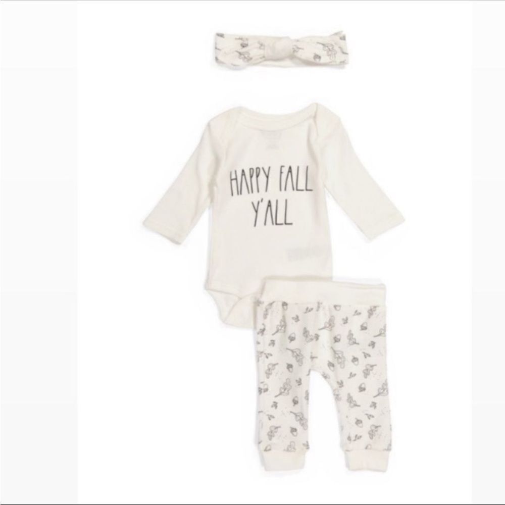 NEW Rae Dunn Baby Happy Fall Pant Set & Headband.